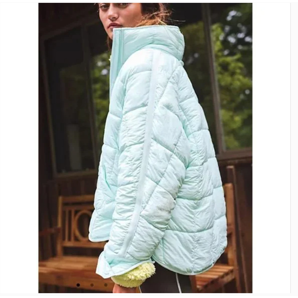 Free People Blue Puffer Jacket with Quilted Design - Picture 2 of 6